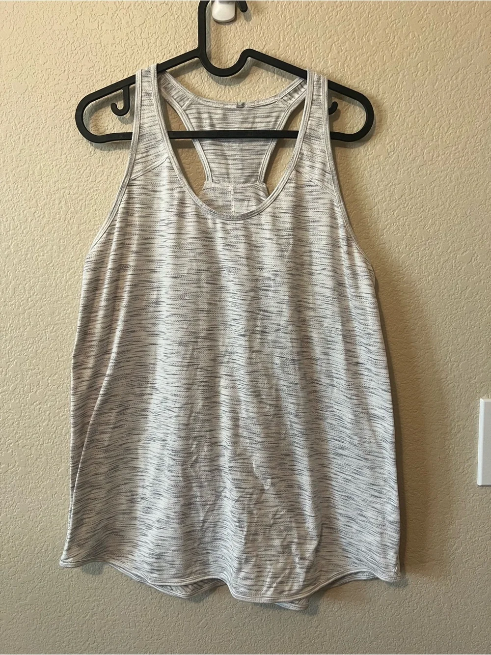 Heathered White & Black Racerback Tank Top